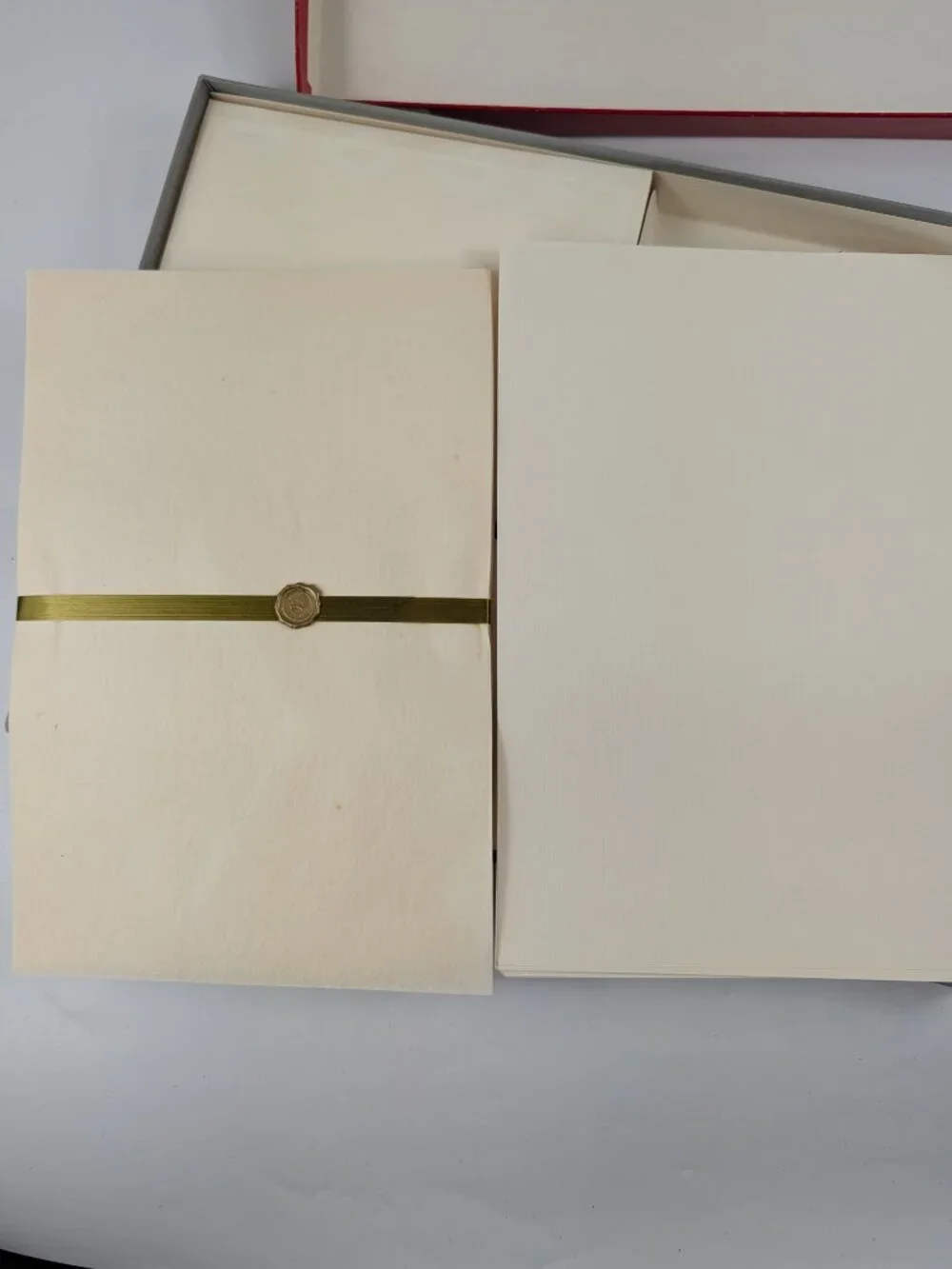 Vintage Hallmark Air Mail Stationery Box Set Gold Foil Horse Racing Logo